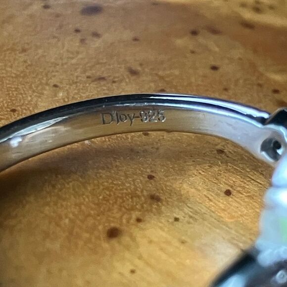 Natural Larimar Moissanite Sterling Silver Ring Size 10 - Picture 5 of 8